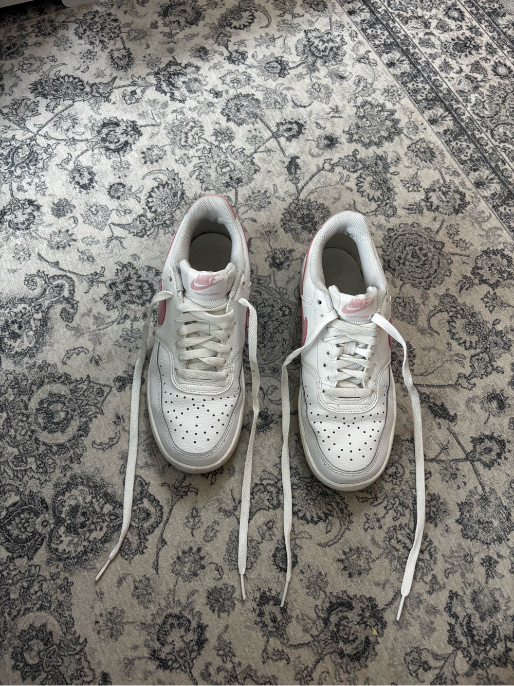 Nike White & Pink Women's Courtvision Athletic Sneakers